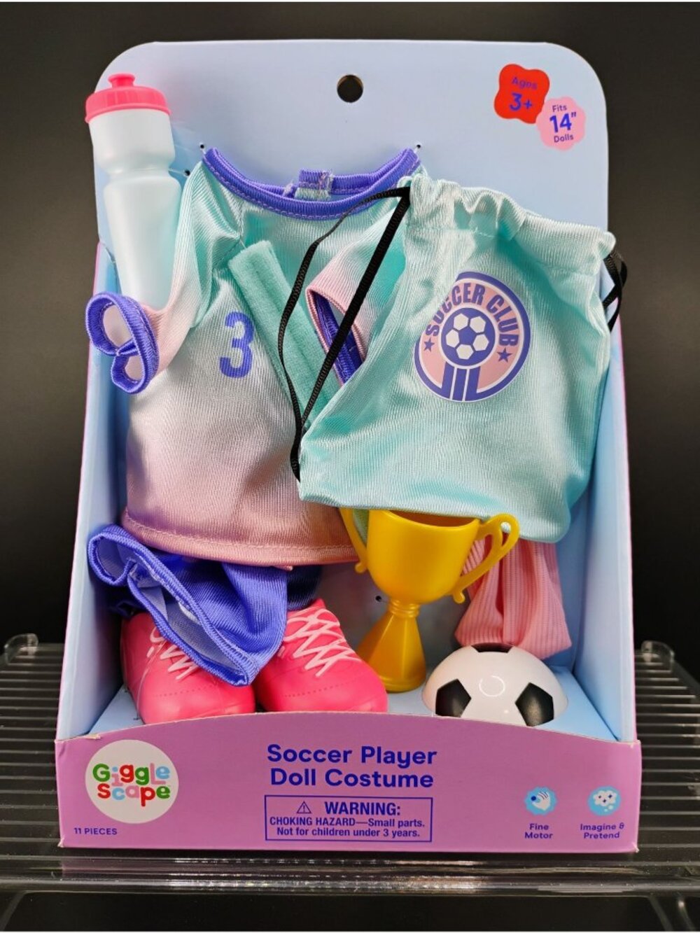 Soccer Player Doll Costume Fits 14-Inch Dolls Ages 3+